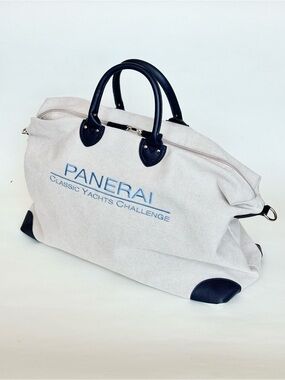 Panerai Cotton Canvas Duffel/Weekender Bag w/ Navy Leather Trim - Made in Italy